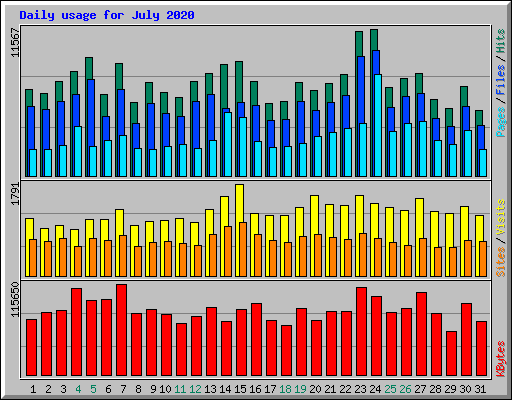 Daily usage for July 2020