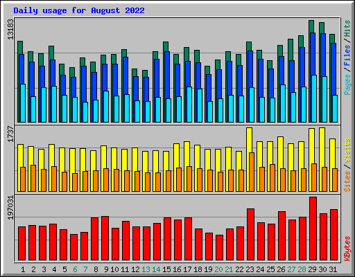 Daily usage for August 2022