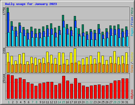 Daily usage for January 2023