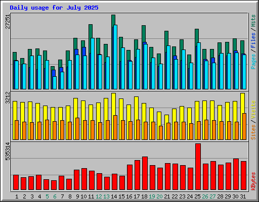 Daily usage for July 2025