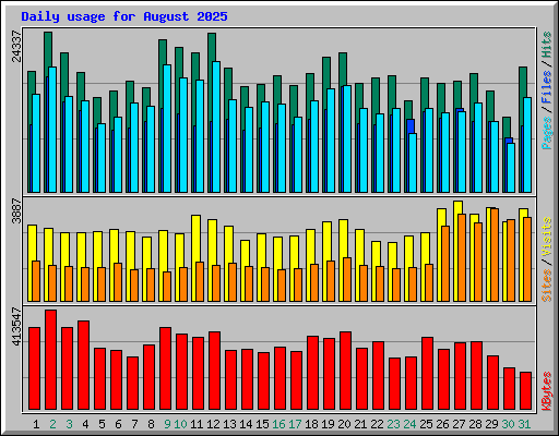 Daily usage for August 2025